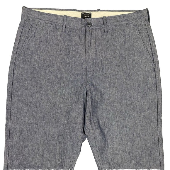 J Crew 770 Straight Fit Blue Chambray Chino Pants Mens 34 x 30 Mid Rise Stretch - Picture 2 of 10